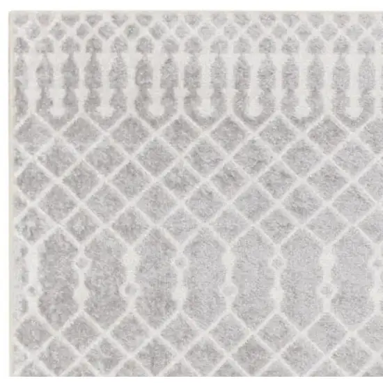 10' Gray And Ivory Moroccan Washable Runner Rug Photo 2