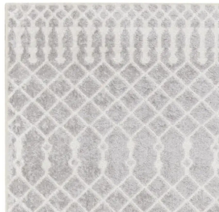 10' Gray And Ivory Moroccan Washable Runner Rug Photo 2