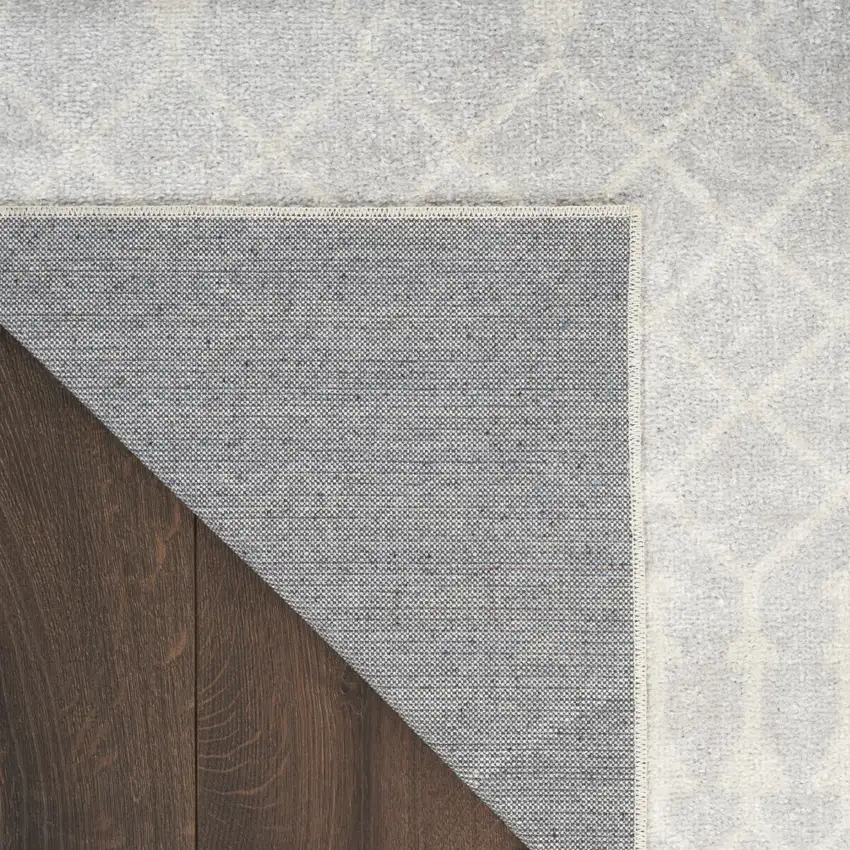 10' Gray And Ivory Moroccan Washable Runner Rug Photo 5