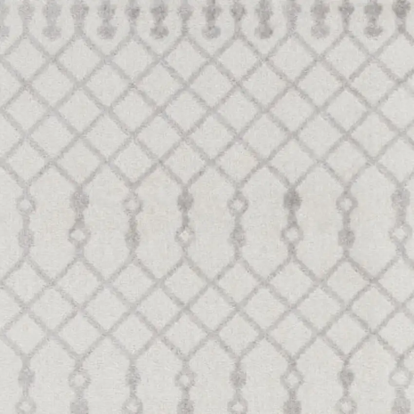 Gray and Ivory Moroccan Power Loom Washable Runner Rug Photo 4