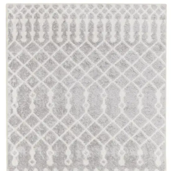 12' Gray And Ivory Moroccan Washable Runner Rug Photo 2