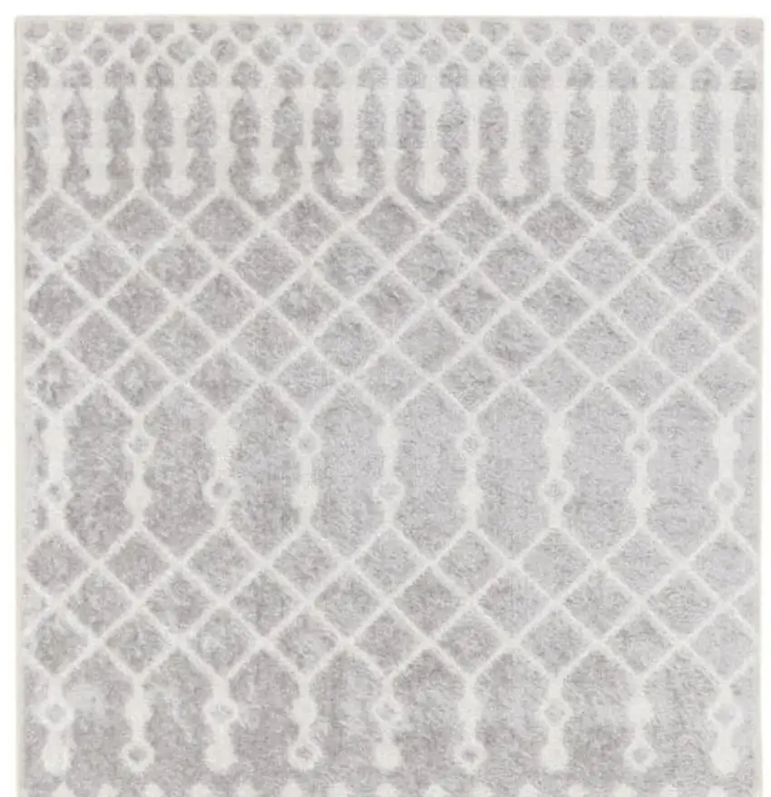 12' Gray And Ivory Moroccan Washable Runner Rug Photo 2