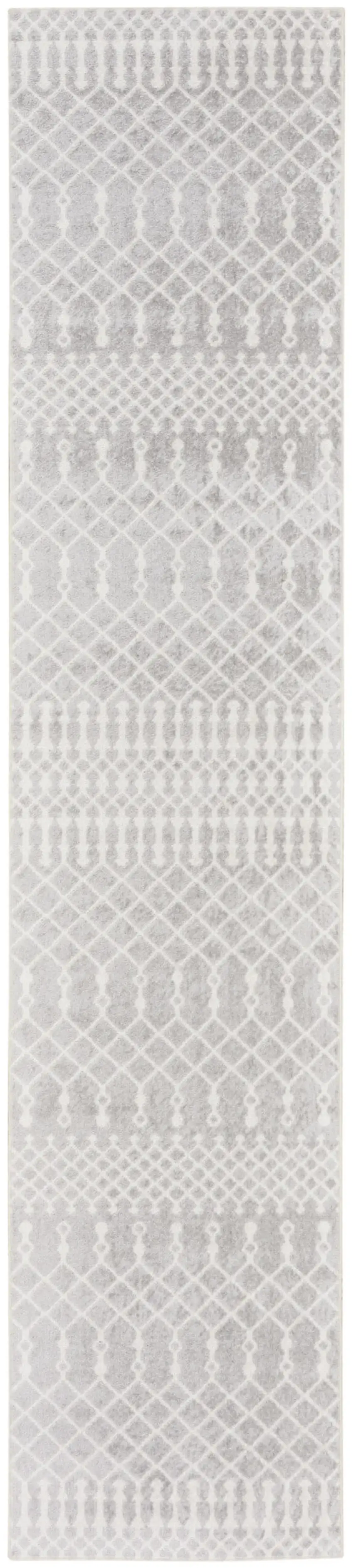 12' Gray And Ivory Moroccan Washable Runner Rug Photo 1