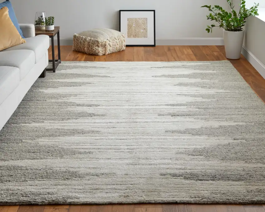 Gray and Ivory Ombre Hand Woven Area Rug Photo 7