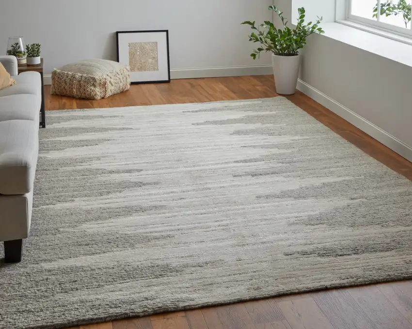 Gray and Ivory Ombre Hand Woven Area Rug Photo 5