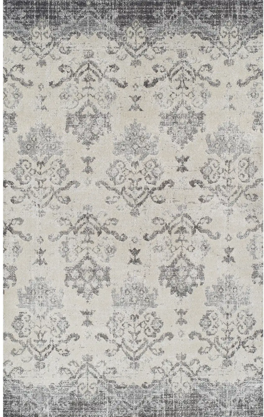 Gray and Ivory Oriental Area Rug Photo 2