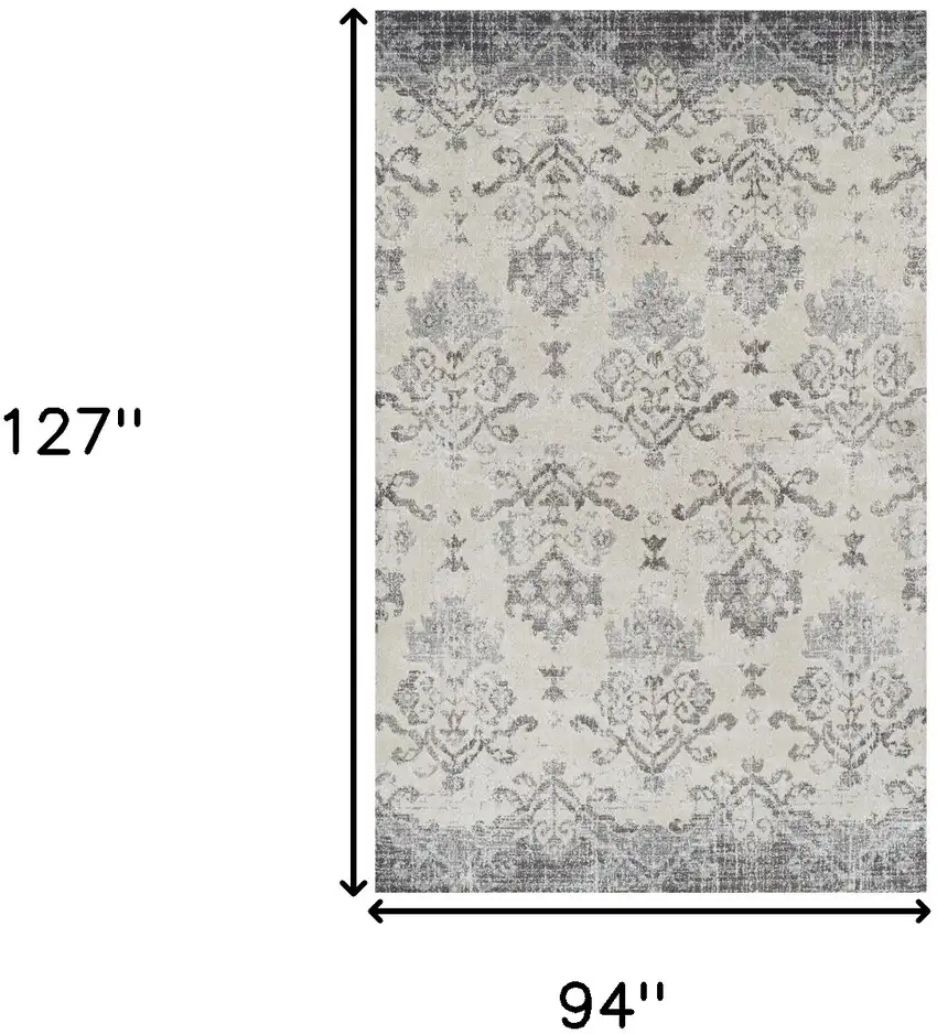 Gray and Ivory Oriental Area Rug Photo 7