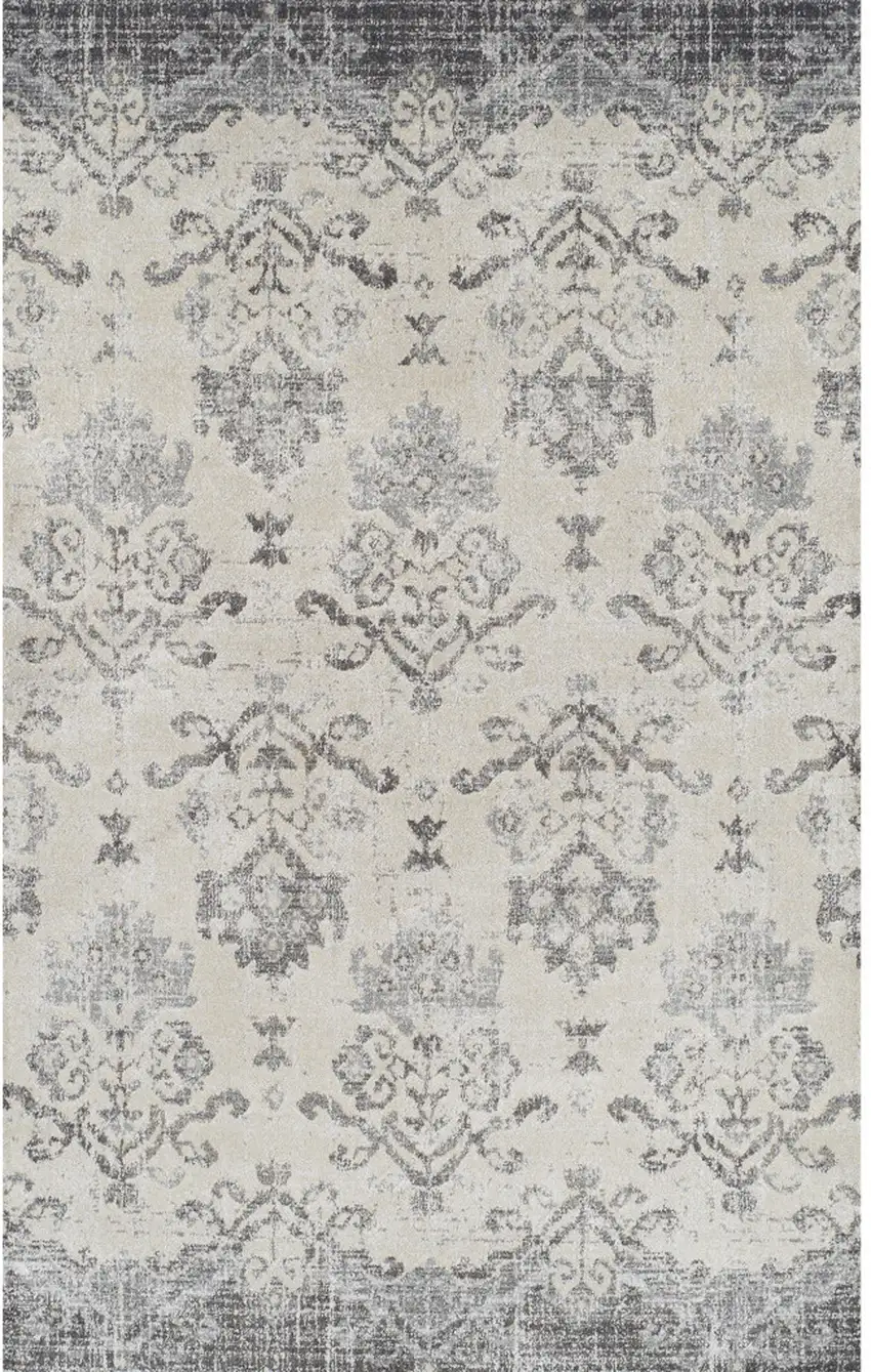 Gray and Ivory Oriental Area Rug Photo 5