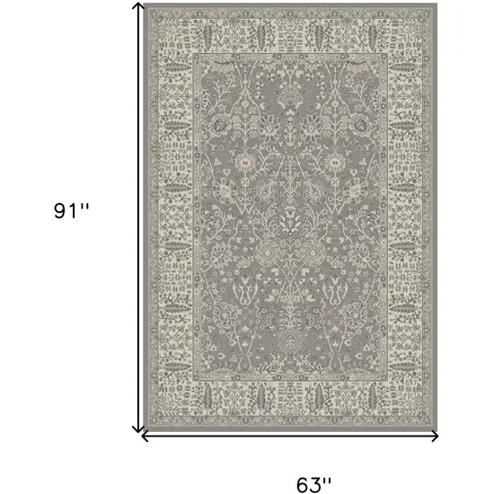 Gray and Ivory Oriental Area Rug Photo 5