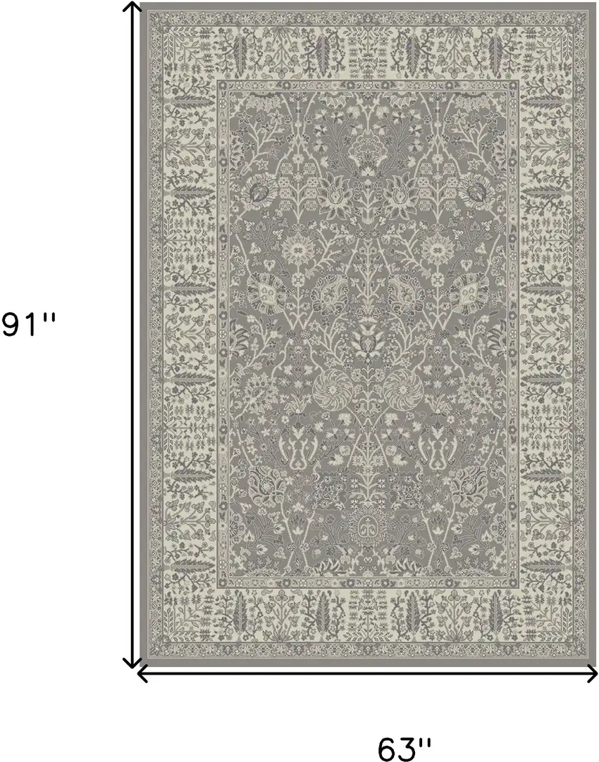 Gray and Ivory Oriental Area Rug Photo 5