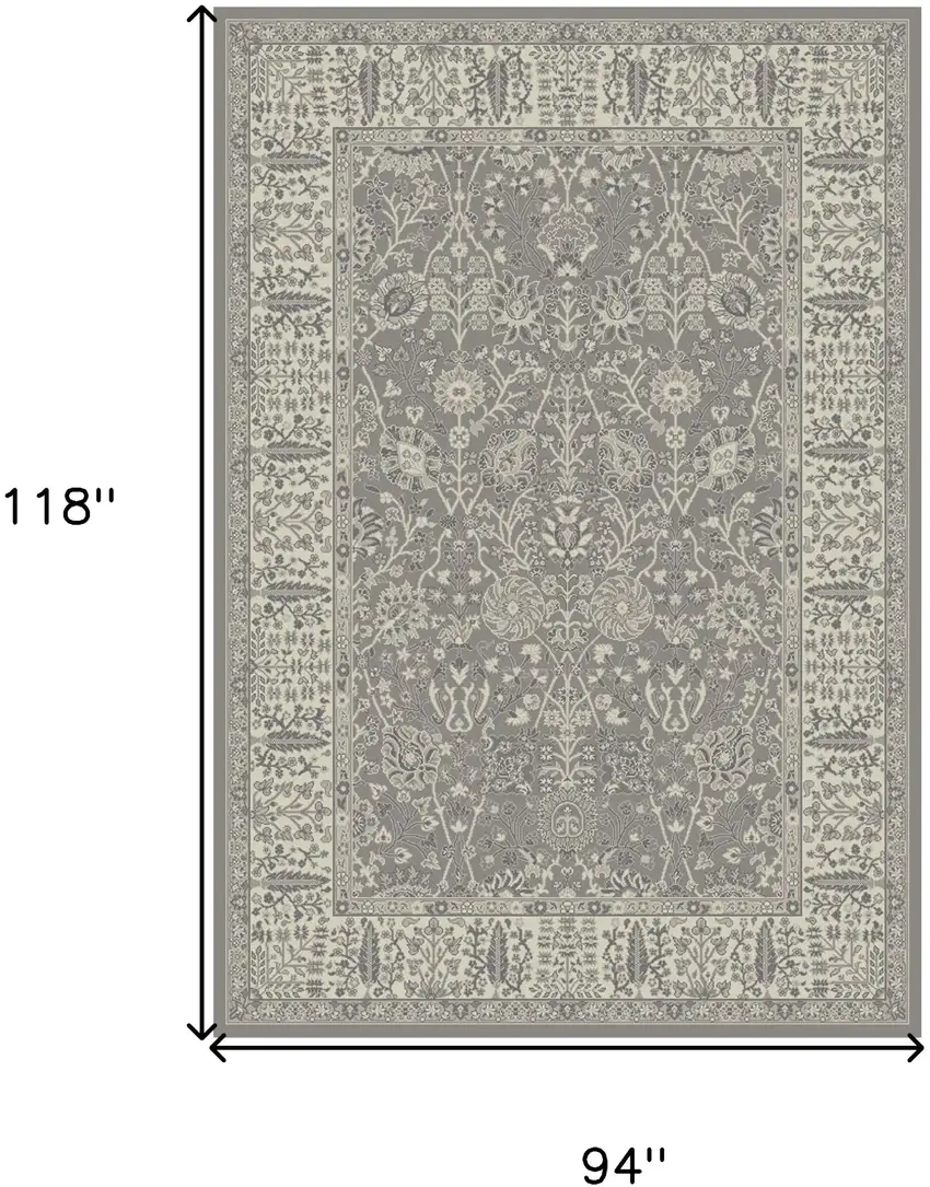 Gray and Ivory Oriental Area Rug Photo 5