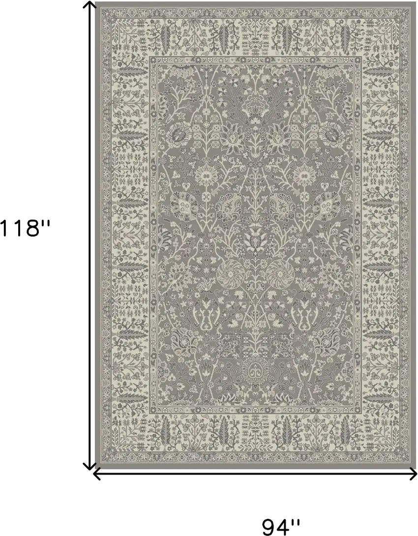 Gray and Ivory Oriental Area Rug Photo 5
