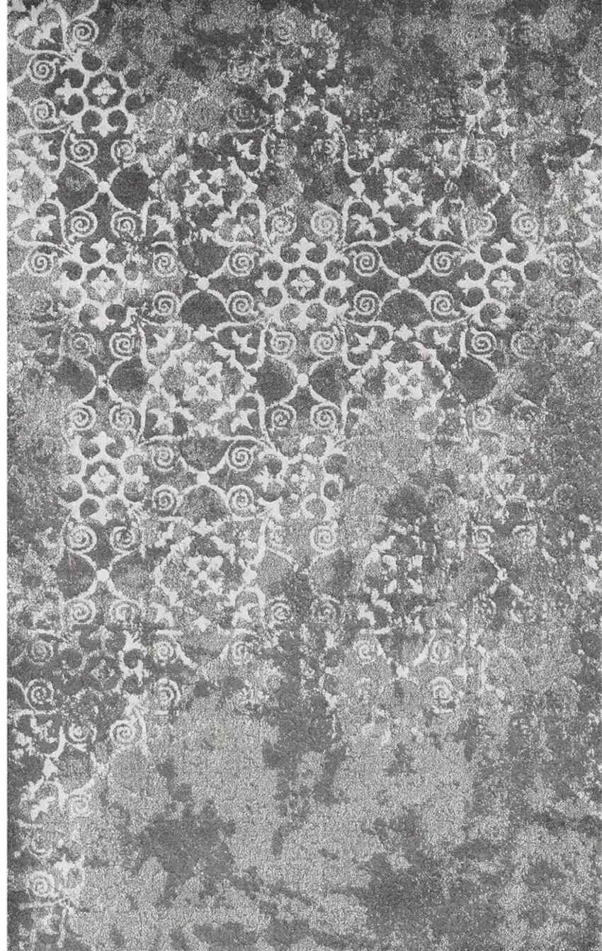 Gray and Ivory Oriental Distressed Area Rug Photo 2