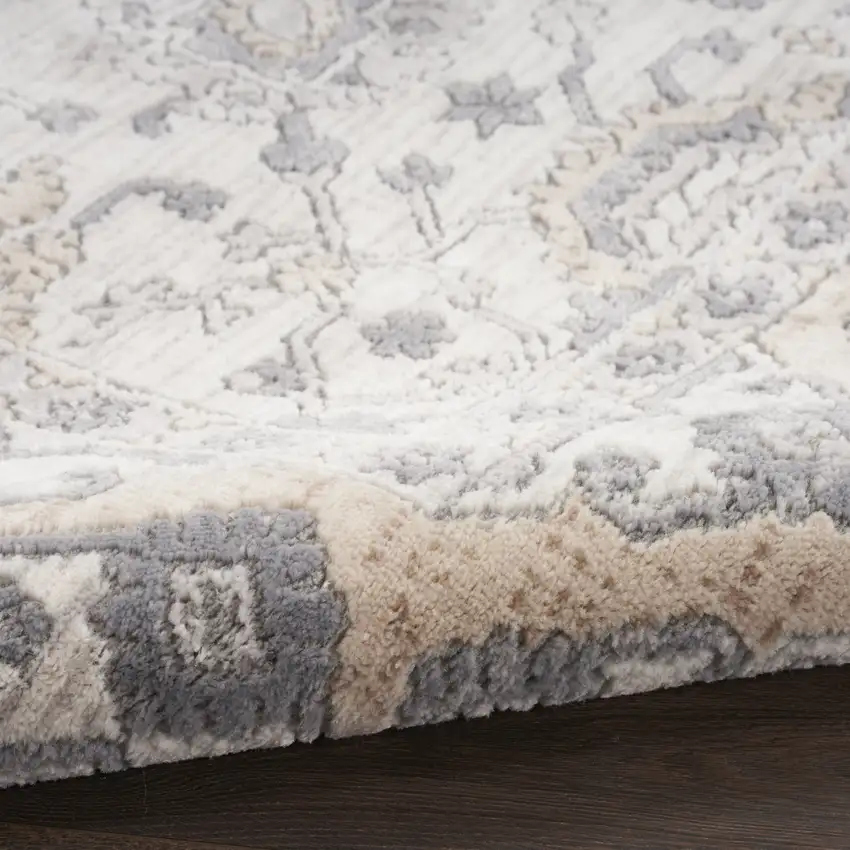 Gray and Ivory Oriental Power Loom Area Rug Photo 8
