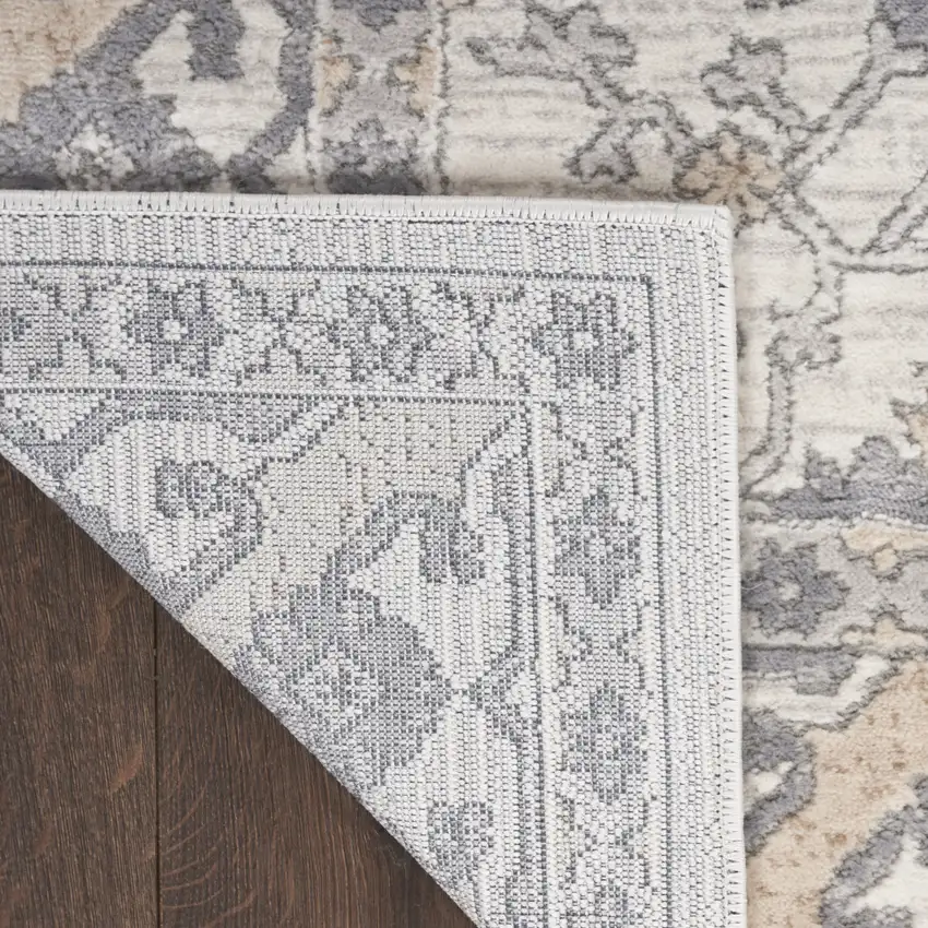 Gray and Ivory Oriental Power Loom Area Rug Photo 4
