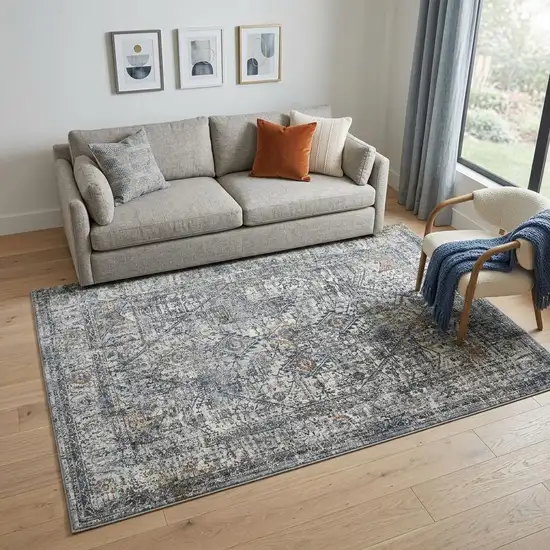 Ivory Gray And Rust Oriental Area Rug Photo 1