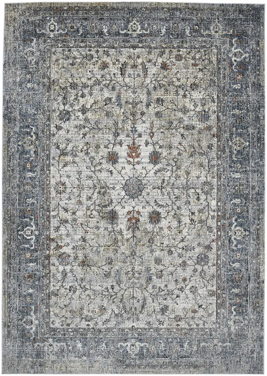 Gray and Ivory Oriental Power Loom Area Rug Photo 1