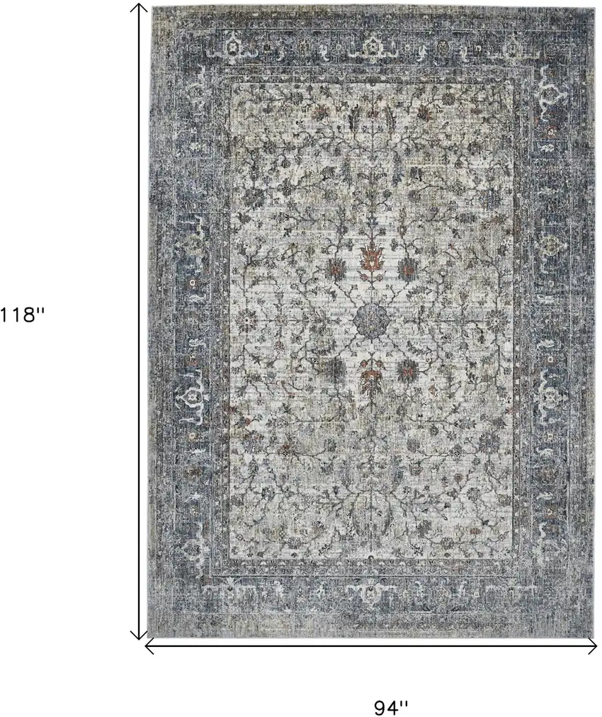 Gray and Ivory Oriental Power Loom Area Rug Photo 6