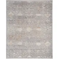 Photo of Gray and Ivory Oriental Power Loom Distressed Area Rug With Fringe