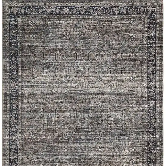 Gray and Ivory Oriental Power Loom Distressed Washable Area Rug Photo 4