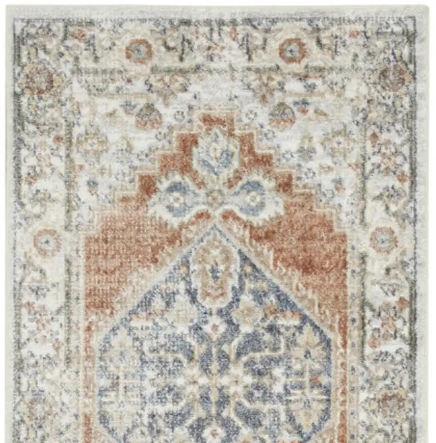 12' Gray And Ivory Oriental Distressed Washable Runner Rug Photo 4