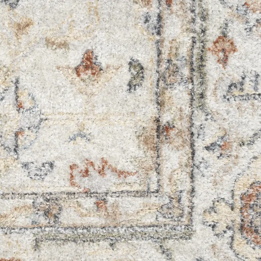 Gray and Ivory Oriental Power Loom Distressed Washable Runner Rug Photo 3