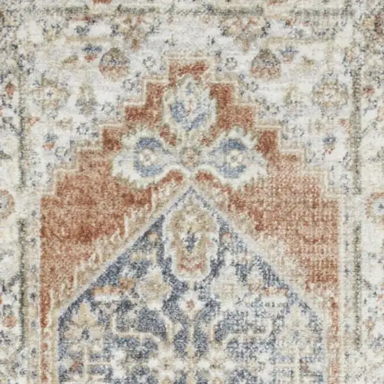 10' Gray And Ivory Oriental Distressed Washable Runner Rug Photo 3