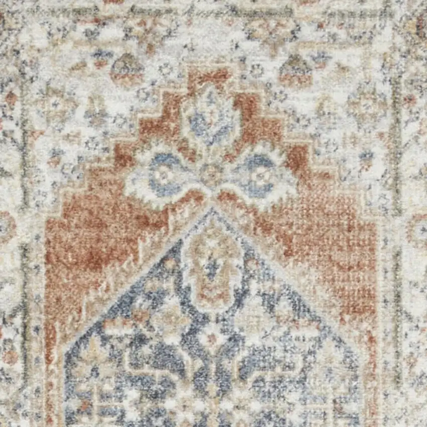 10' Gray And Ivory Oriental Distressed Washable Runner Rug Photo 3