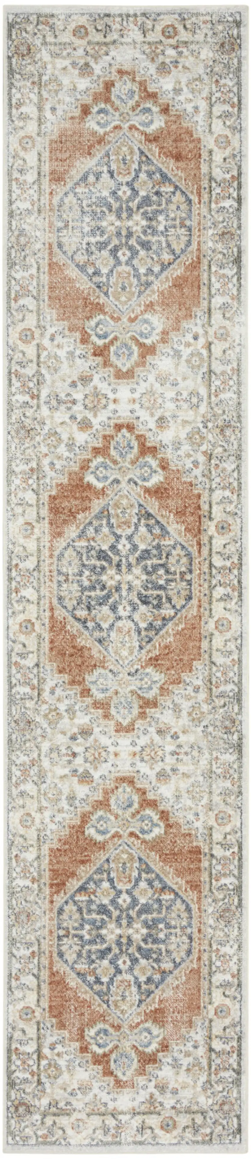 10' Gray And Ivory Oriental Distressed Washable Runner Rug Photo 4