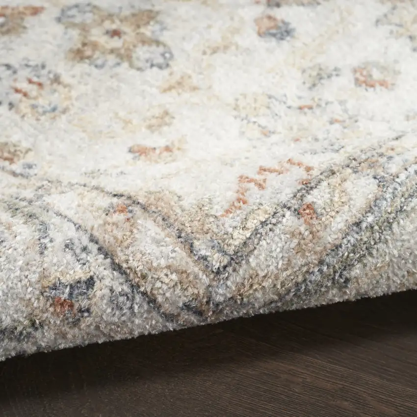 10' Gray And Ivory Oriental Distressed Washable Runner Rug Photo 9