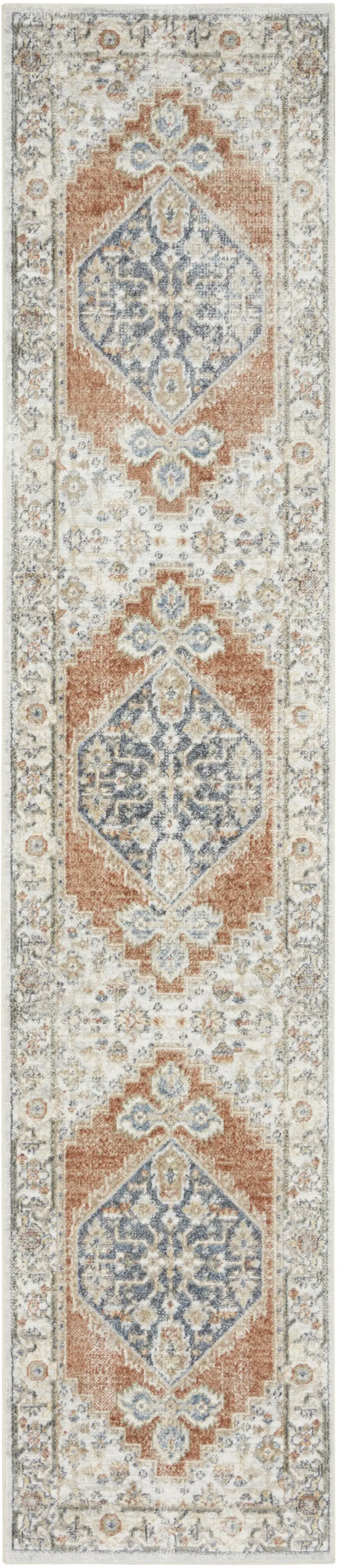 Gray and Ivory Oriental Power Loom Distressed Washable Runner Rug Photo 8