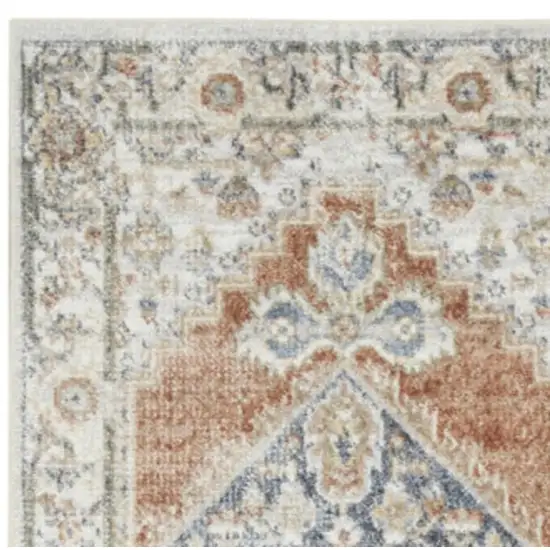 8' Gray And Ivory Oriental Distressed Washable Runner Rug Photo 2