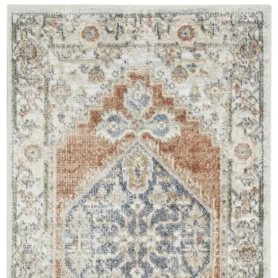 8' Gray And Ivory Oriental Distressed Washable Runner Rug Photo 4