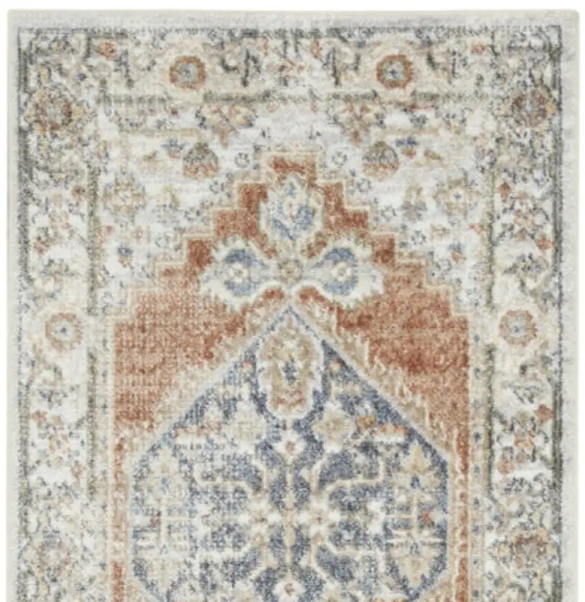 8' Gray And Ivory Oriental Distressed Washable Runner Rug Photo 4