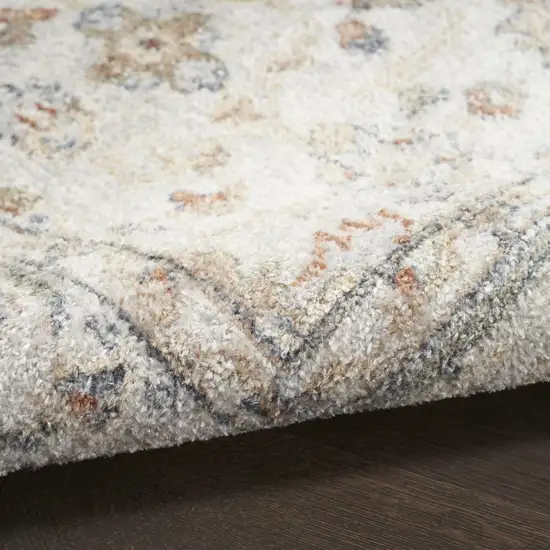 8' Gray And Ivory Oriental Distressed Washable Runner Rug Photo 7