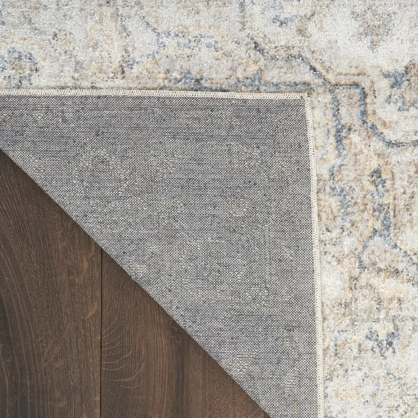 8' Gray And Ivory Oriental Washable Runner Rug Photo 9