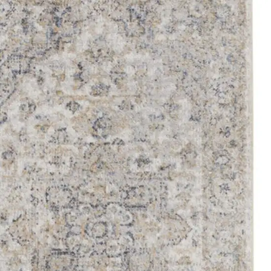8' Gray And Ivory Oriental Washable Runner Rug Photo 2