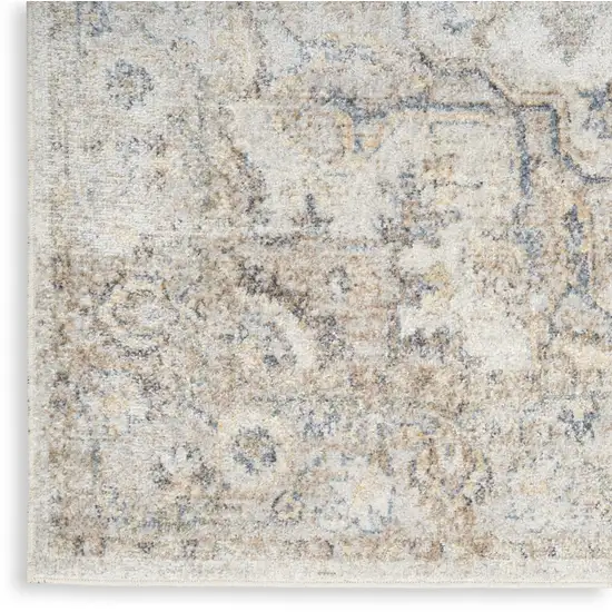 8' Gray And Ivory Oriental Washable Runner Rug Photo 8