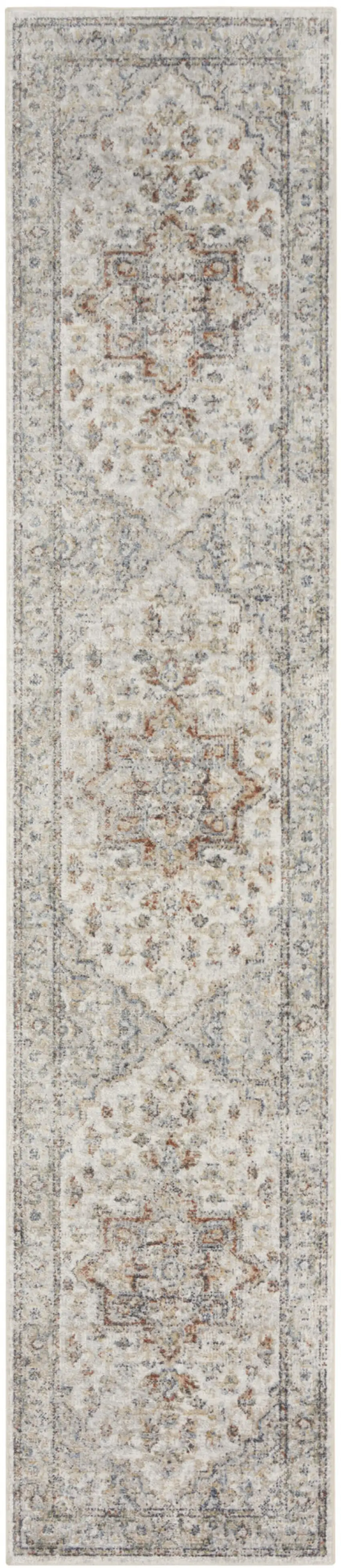 8' Gray And Ivory Oriental Washable Runner Rug Photo 1
