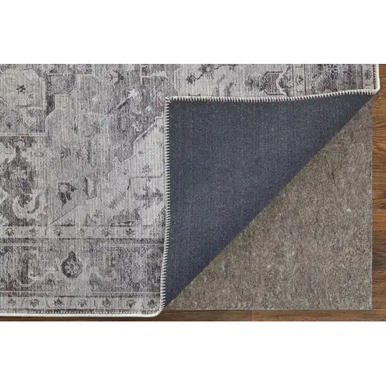 Gray and Ivory Oriental Power Loom Worn Faded Washable Area Rug Photo 9