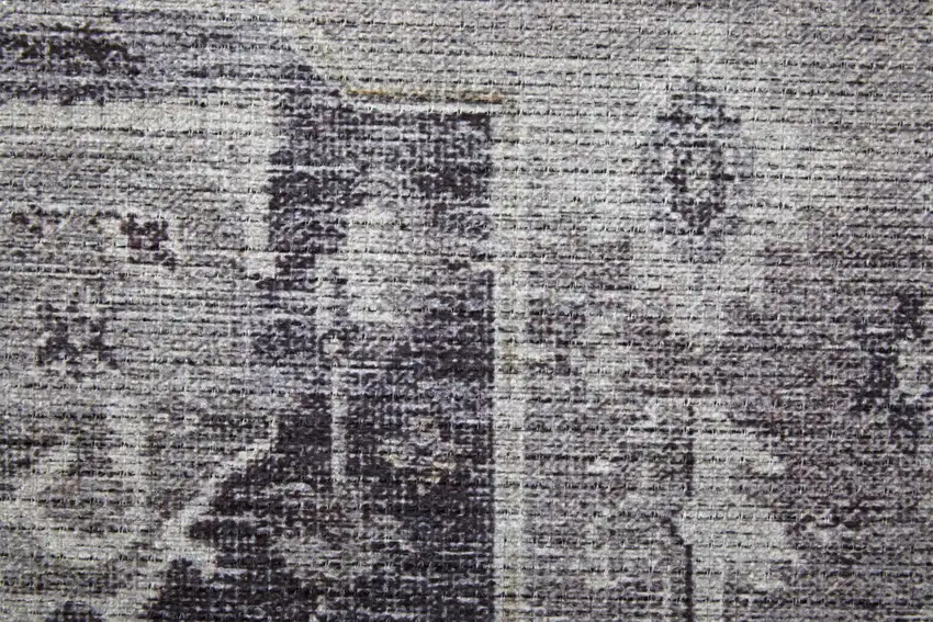 Gray and Ivory Oriental Power Loom Worn Faded Washable Area Rug Photo 8