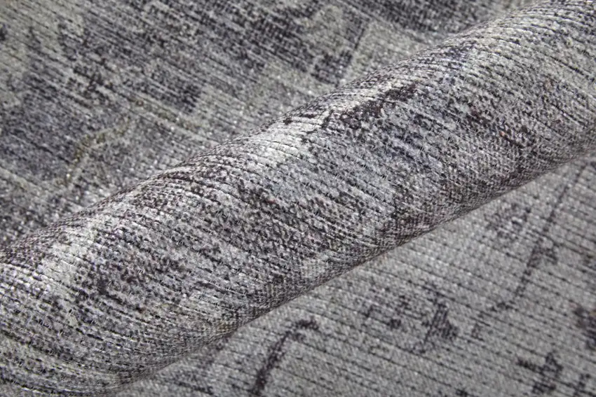 Gray and Ivory Oriental Power Loom Worn Faded Washable Area Rug Photo 9