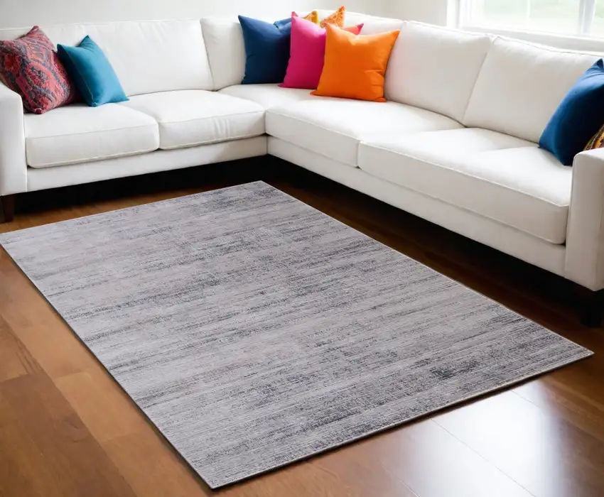 Gray and Ivory Power Loom Area Rug Photo 1