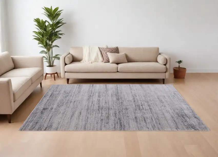 Gray and Ivory Power Loom Area Rug Photo 1