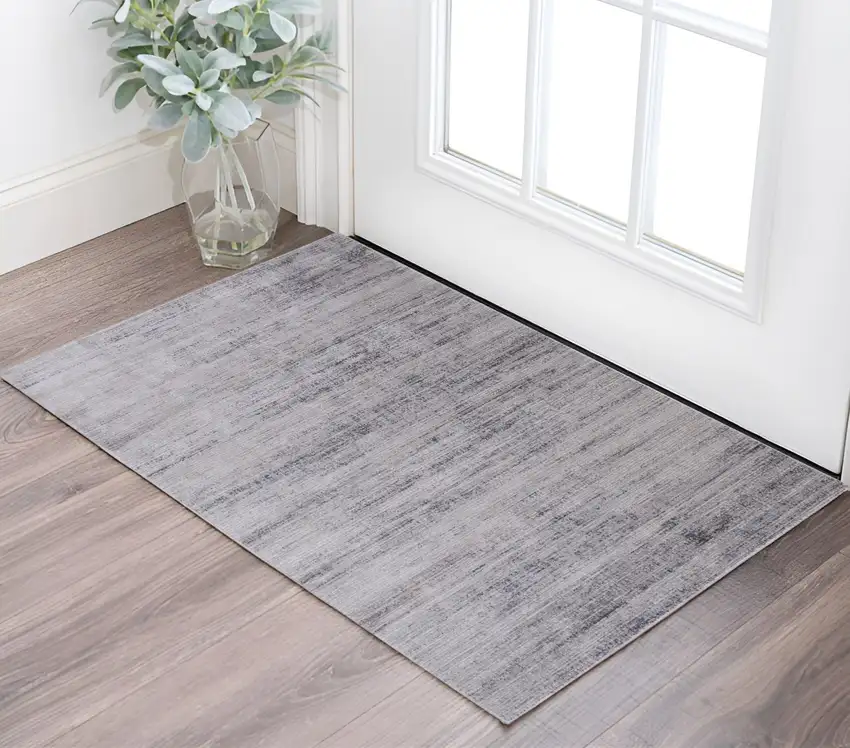 Gray and Ivory Power Loom Area Rug Photo 1