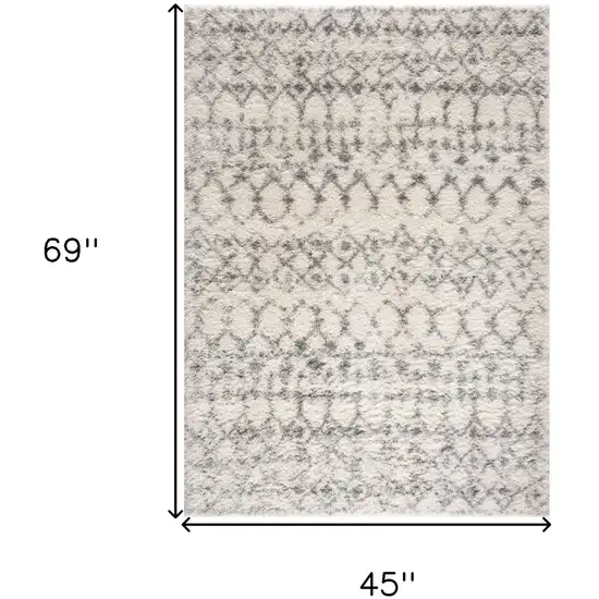 Gray and Ivory Southwestern Shag Power Loom Area Rug Photo 5