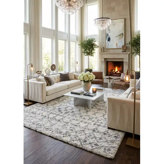 Gray and Ivory Southwestern Shag Power Loom Area Rug Photo 4