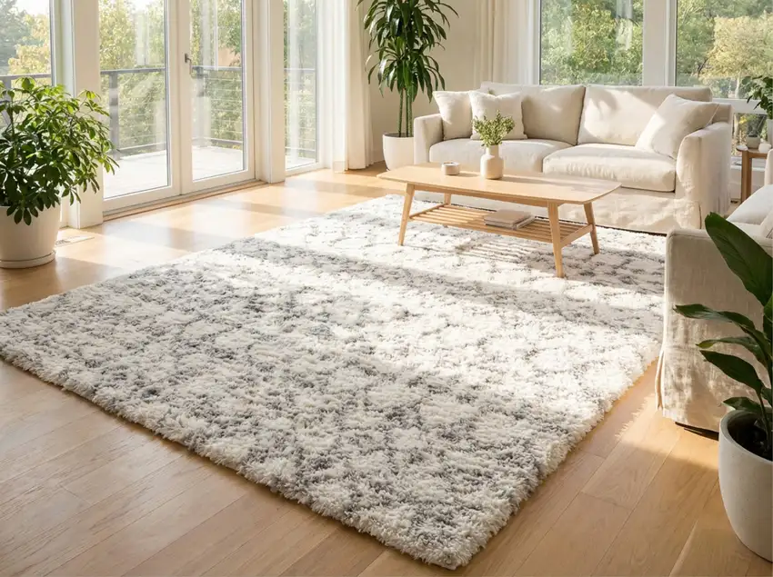 Gray and Ivory Southwestern Shag Power Loom Area Rug Photo 5