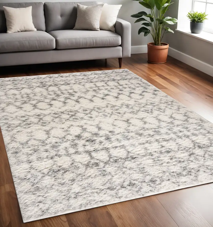 Gray and Ivory Southwestern Shag Power Loom Area Rug Photo 1