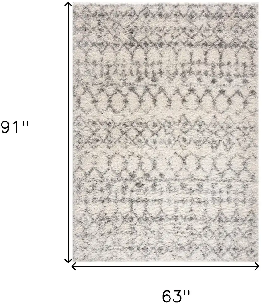 Gray and Ivory Southwestern Shag Power Loom Area Rug Photo 5